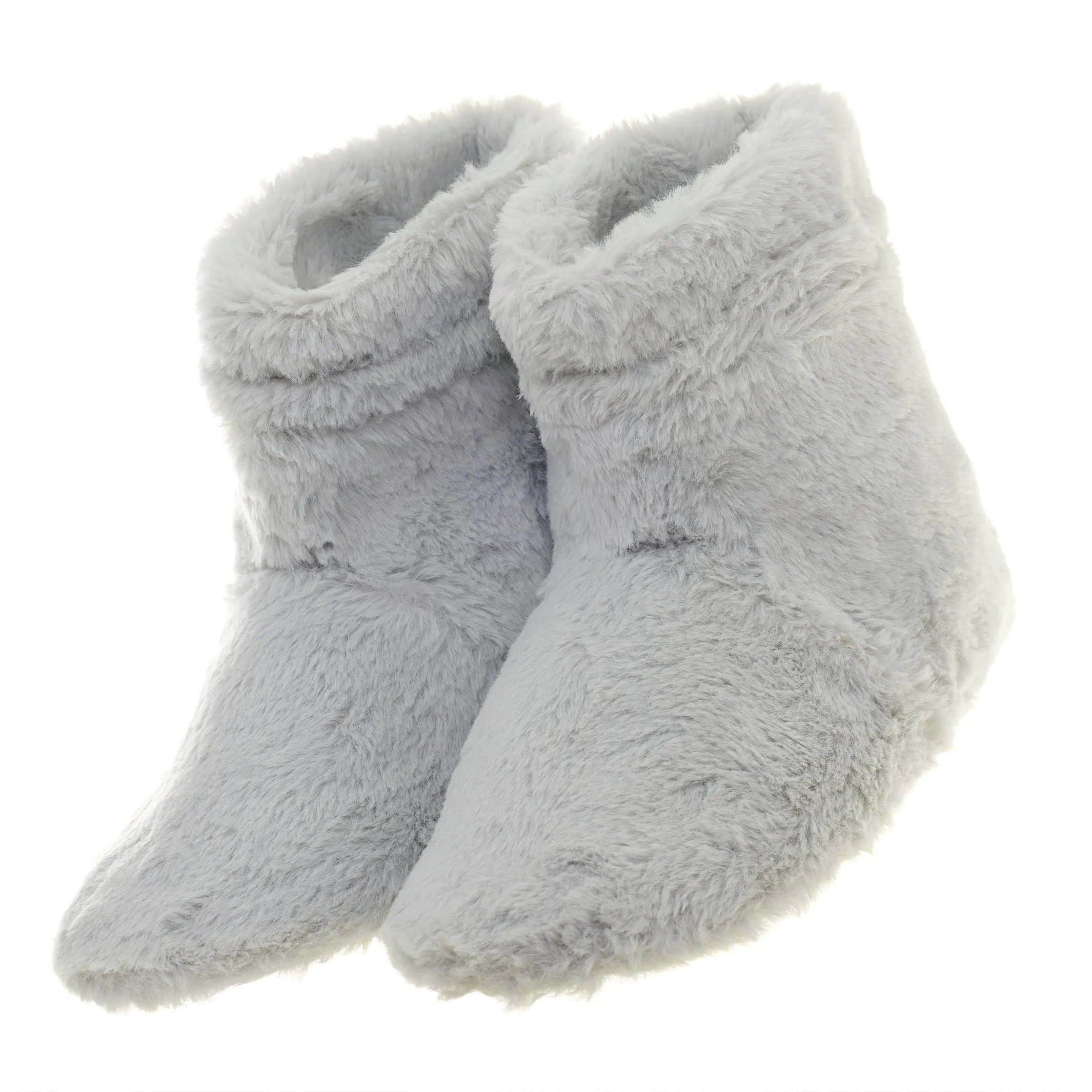 Faux Fur Slipper Boots - Grey