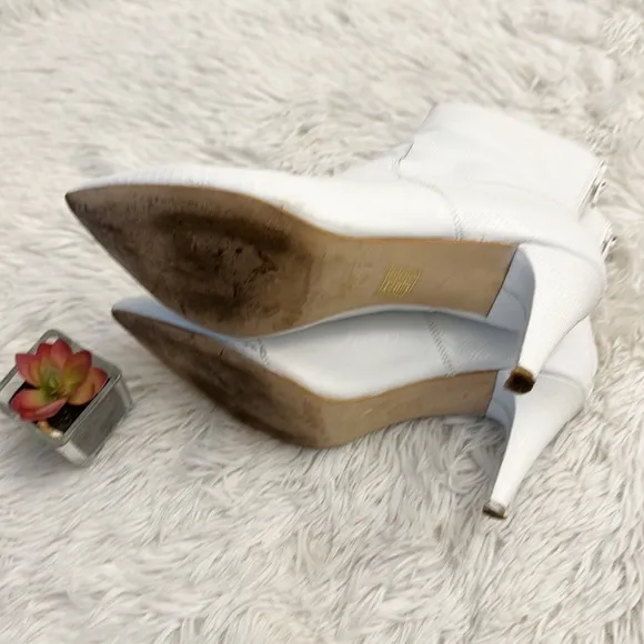 Free People Anthropologie white leather stiletto ankle bootie women size 40