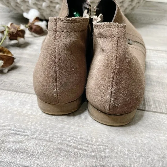 Free People In Sight Leather Side Zipper Pointed Toe Ankle Boot Taupe Size 39