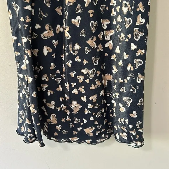 Free People Kendall Satin Slip Midi Skirt Hearts Slip On Valentine Sz XS