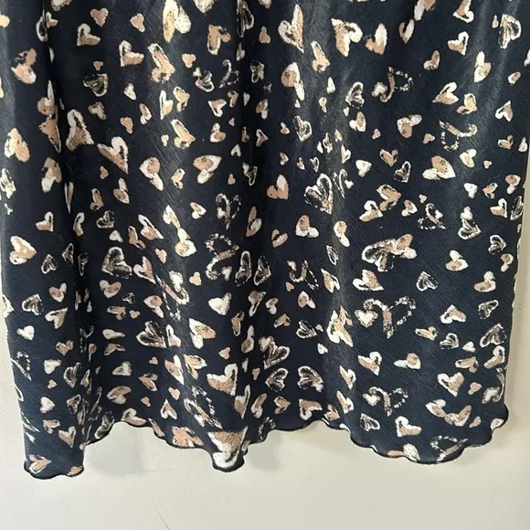 Free People Kendall Satin Slip Midi Skirt Hearts Slip On Valentine Sz XS