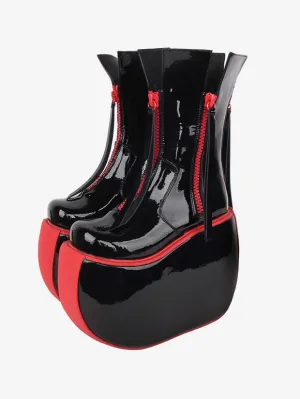 Gothic Lolita Boots PU Leather PU Round Toe Black Lolita Footwear