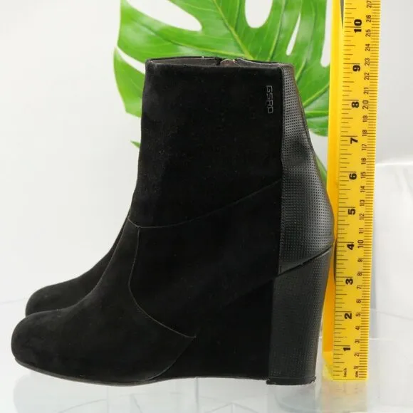 GStar Raw Womens Gable Fulton Boot Size 9 Wedge Heel Black Suede Bootie Comfy