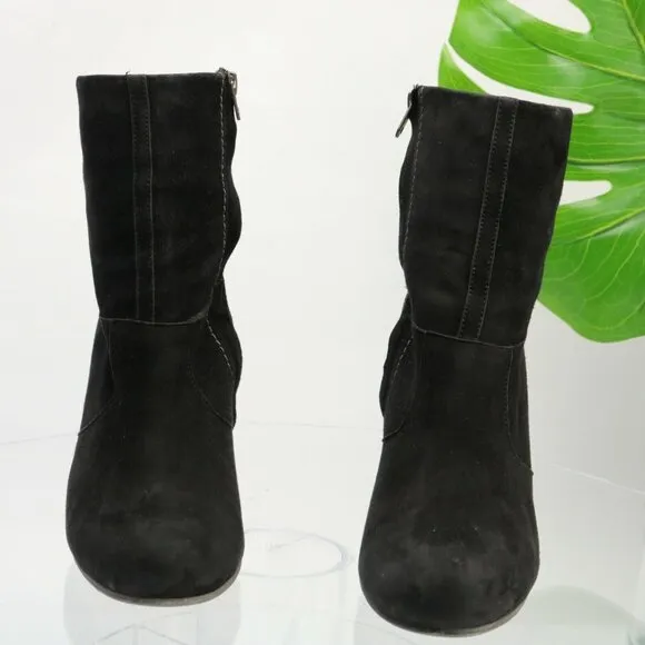 GStar Raw Womens Gable Fulton Boot Size 9 Wedge Heel Black Suede Bootie Comfy