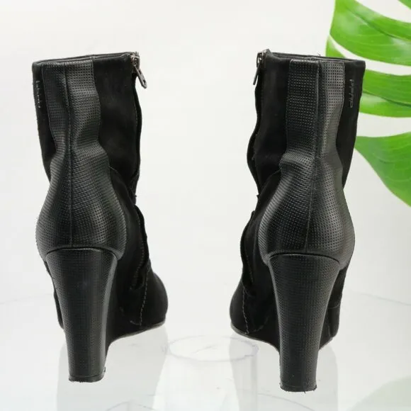 GStar Raw Womens Gable Fulton Boot Size 9 Wedge Heel Black Suede Bootie Comfy