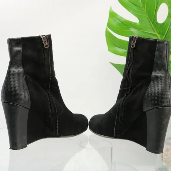 GStar Raw Womens Gable Fulton Boot Size 9 Wedge Heel Black Suede Bootie Comfy