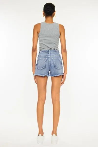 Hazel Blues® |  Kancan Distressed Raw Hem Denim Shorts