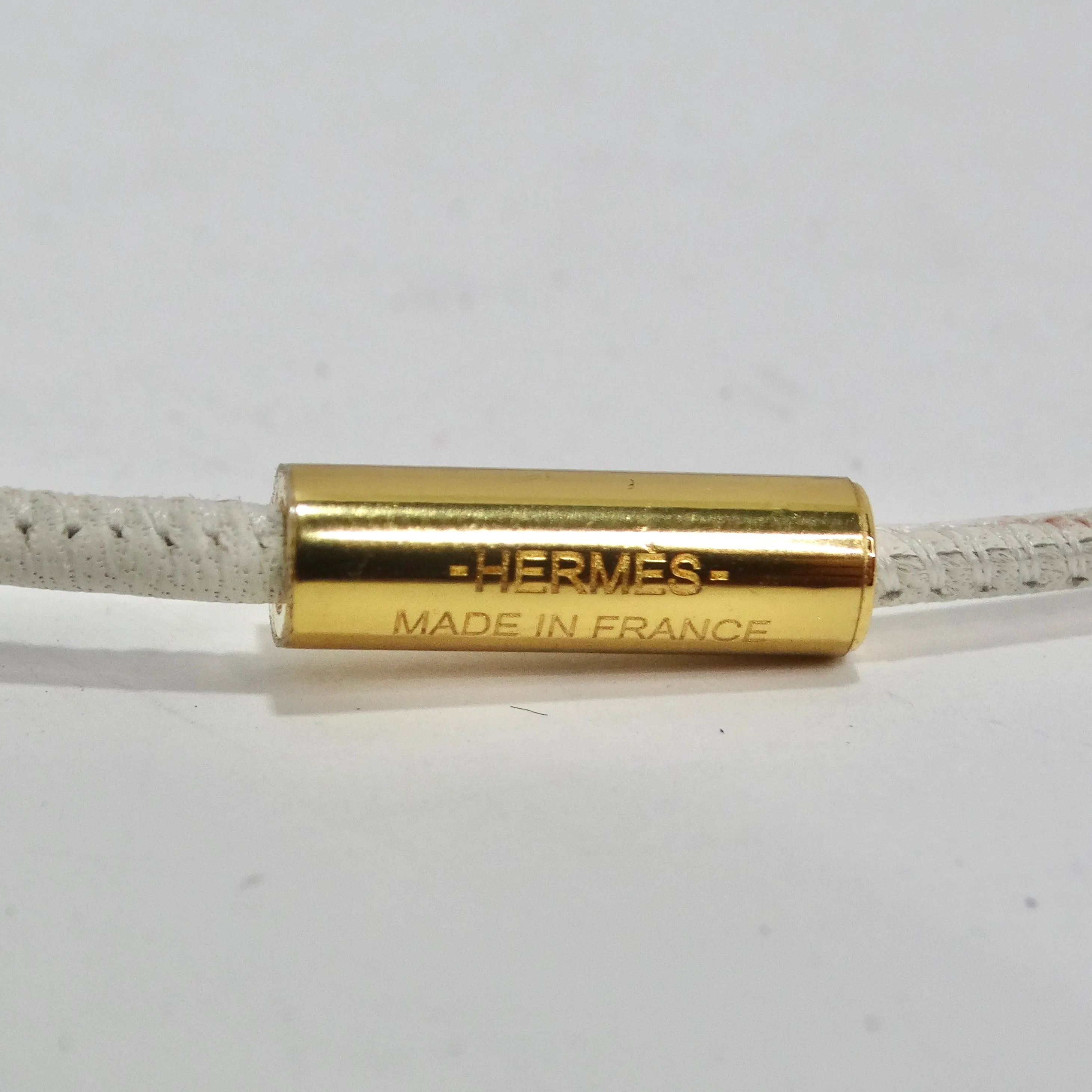 Hermes White Leather Loop Pendent Necklace