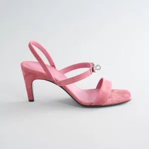 Hermès Glamour 95 Sandal 40 Suede Rose Aphrodite Palladium Hardware