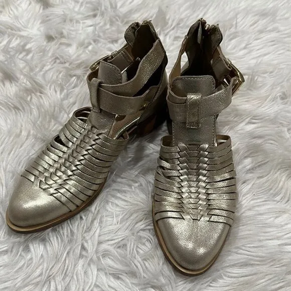 House of Harlow 1960 Metallic Delaney Huarache Cutout Bootie Sz 37