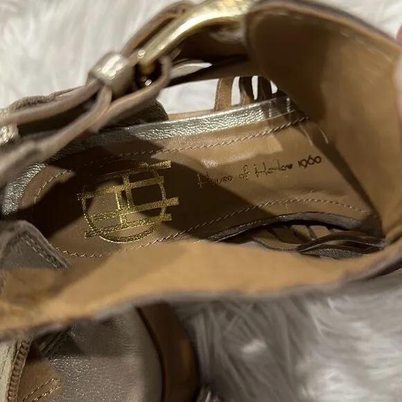House of Harlow 1960 Metallic Delaney Huarache Cutout Bootie Sz 37