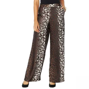 IMAN Women's Plus Size Boho Chic Printed Wide Leg Pants With Pockets