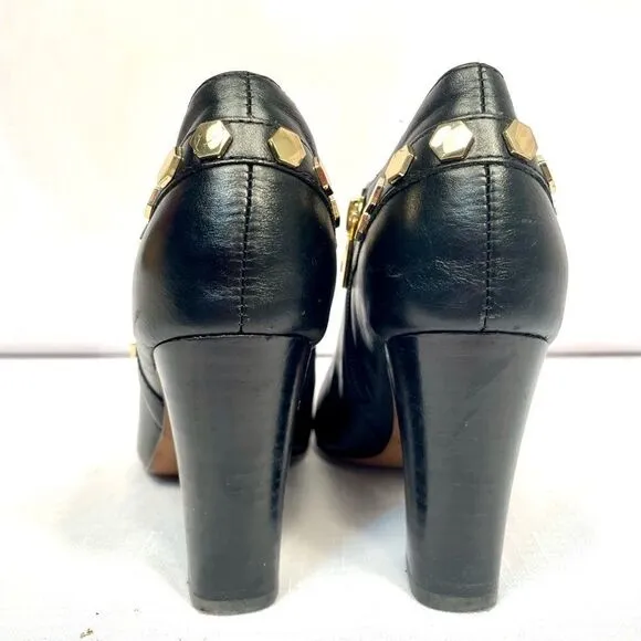 ISOLA STUDDED LEATHER BOOTIE IN BLACK SIZE 6