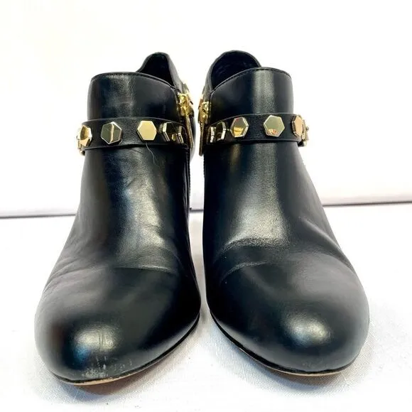 ISOLA STUDDED LEATHER BOOTIE IN BLACK SIZE 6