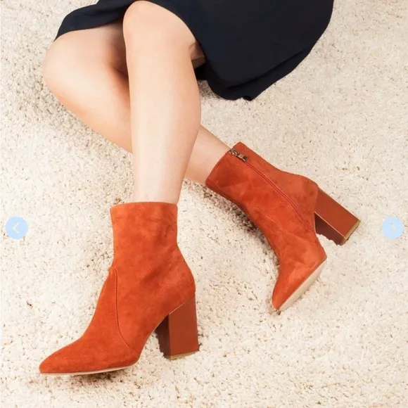 JEFFREY CAMPBELL PRIANA Bootie In Rust Suede Sz 6M
