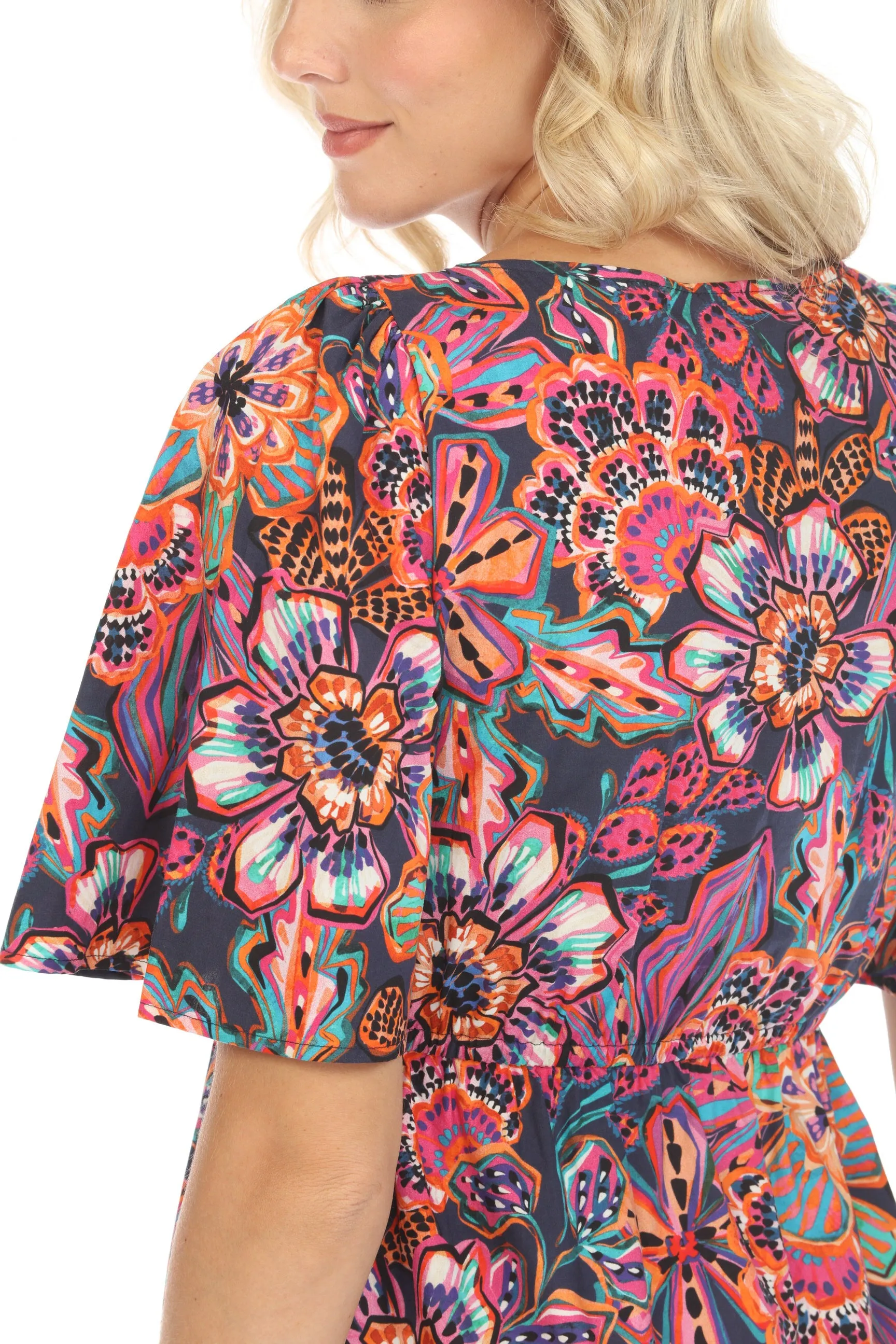 Johnny Was Jade Eyes On You Poplin Midi Dress Boho Chic L32523