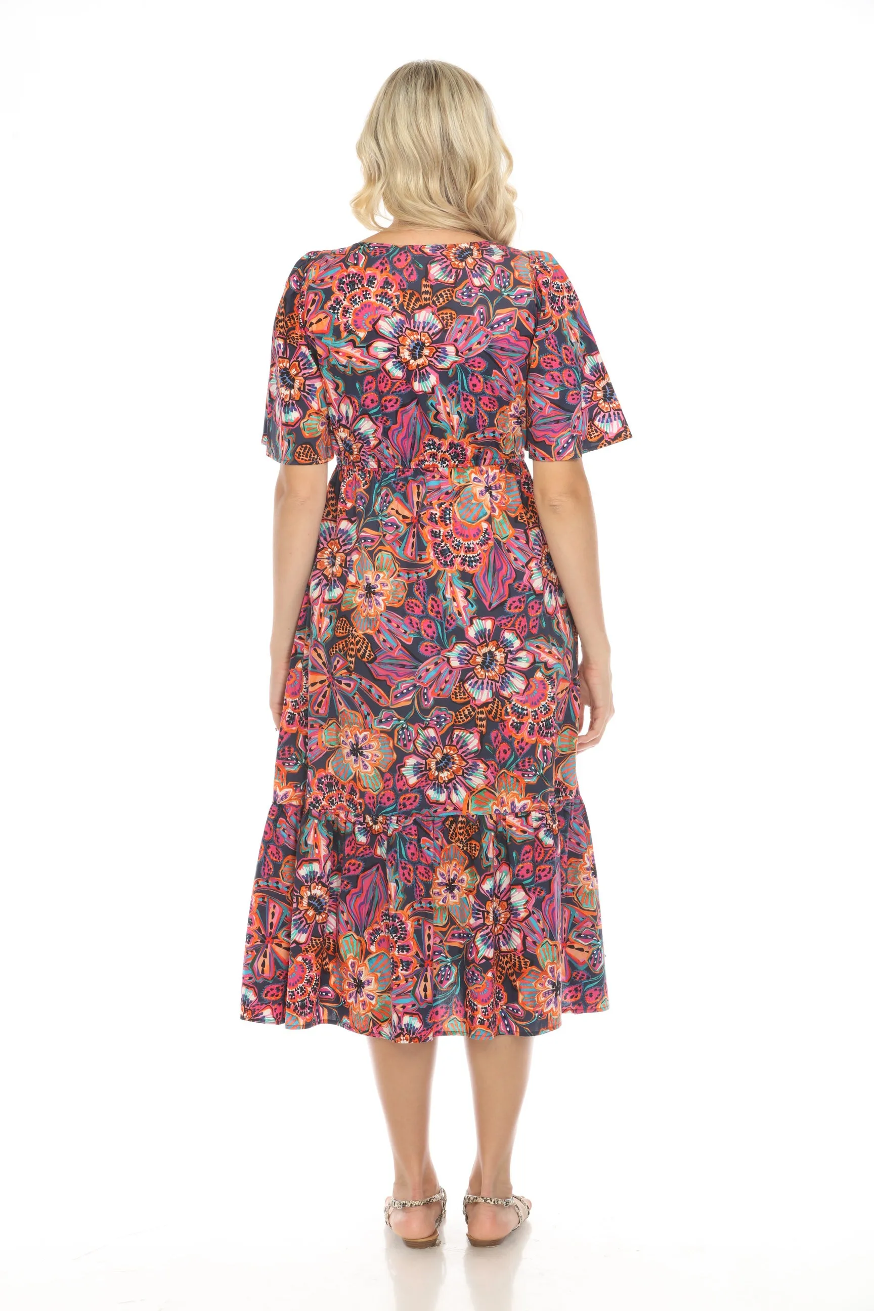 Johnny Was Jade Eyes On You Poplin Midi Dress Boho Chic L32523