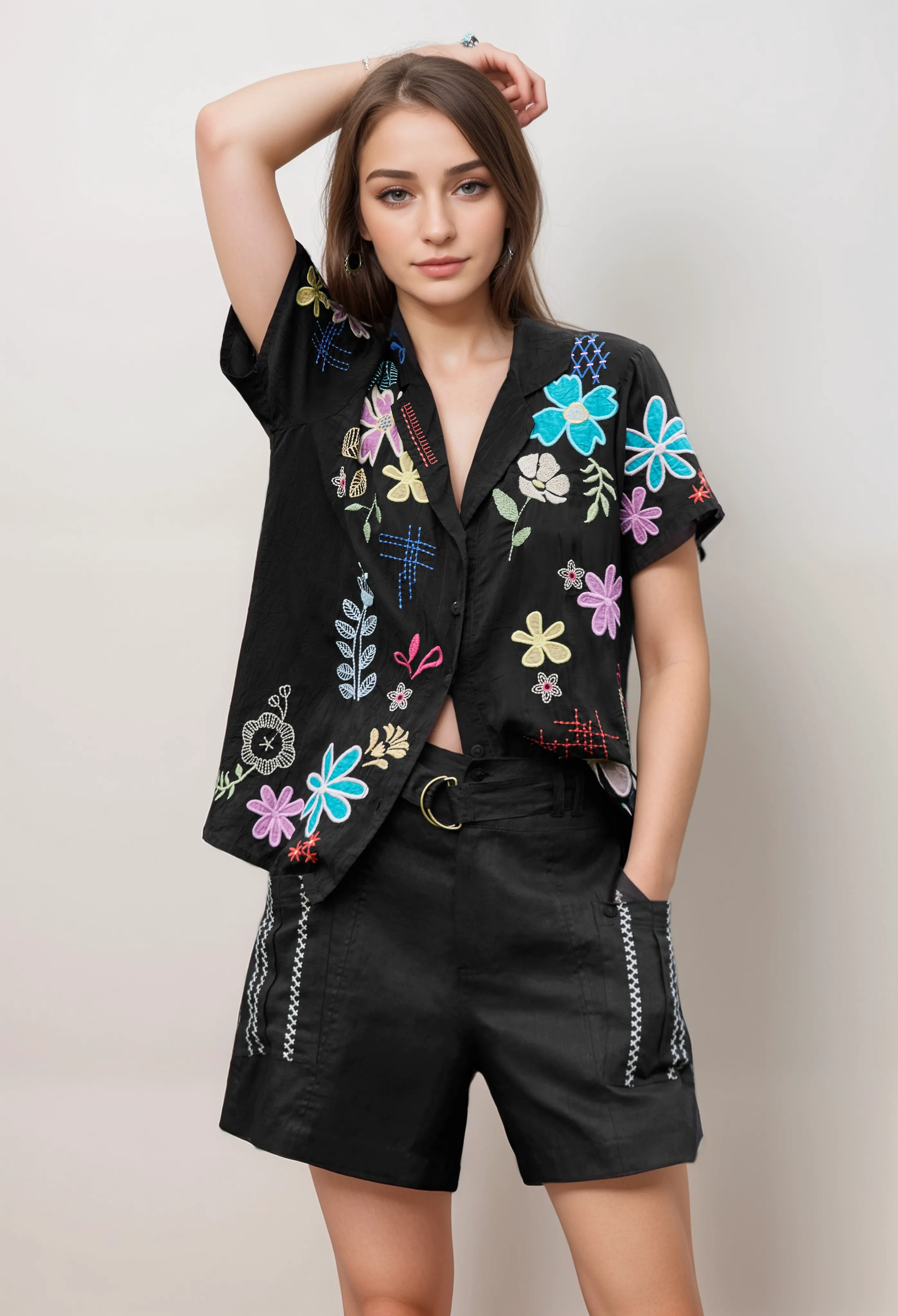 Johnny Was Joni Belted Cargo Short R81223 Boho Chic