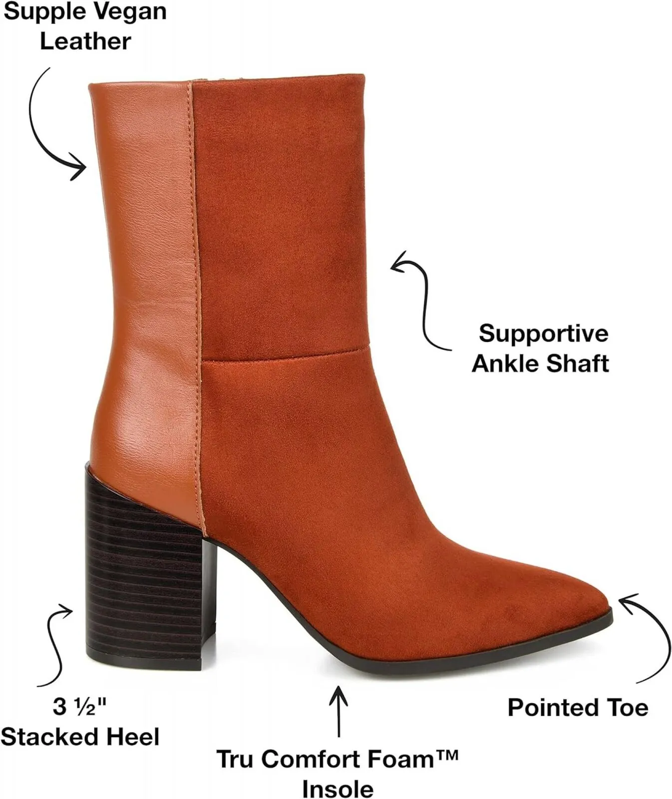 Journee Collection Sharlie Tru Comfort Foam Inside Zip Booties Rust Brown 10M