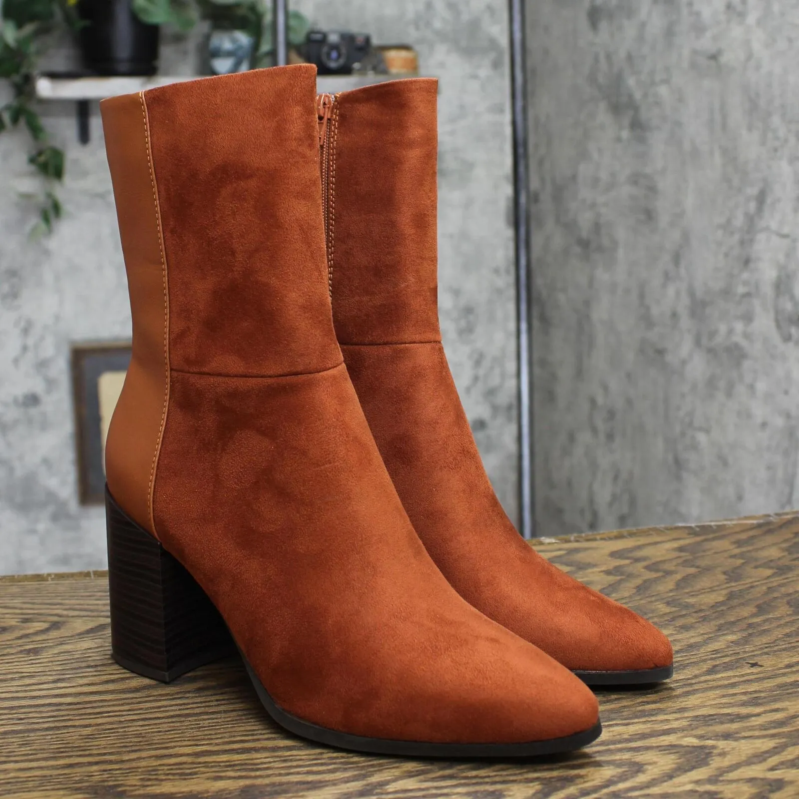 Journee Collection Sharlie Tru Comfort Foam Inside Zip Booties Rust Brown 10M