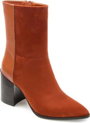 Journee Collection Sharlie Tru Comfort Foam Inside Zip Booties Rust Brown 10M