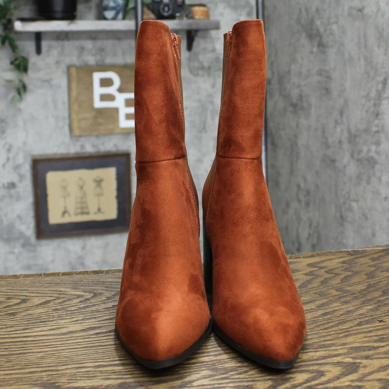 Journee Collection Sharlie Tru Comfort Foam Inside Zip Booties Rust Brown 10M