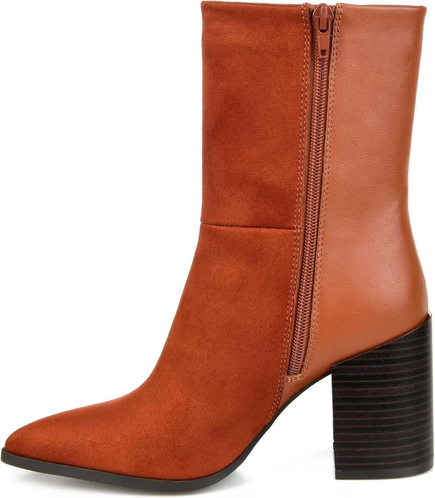 Journee Collection Sharlie Tru Comfort Foam Inside Zip Booties Rust Brown 10M