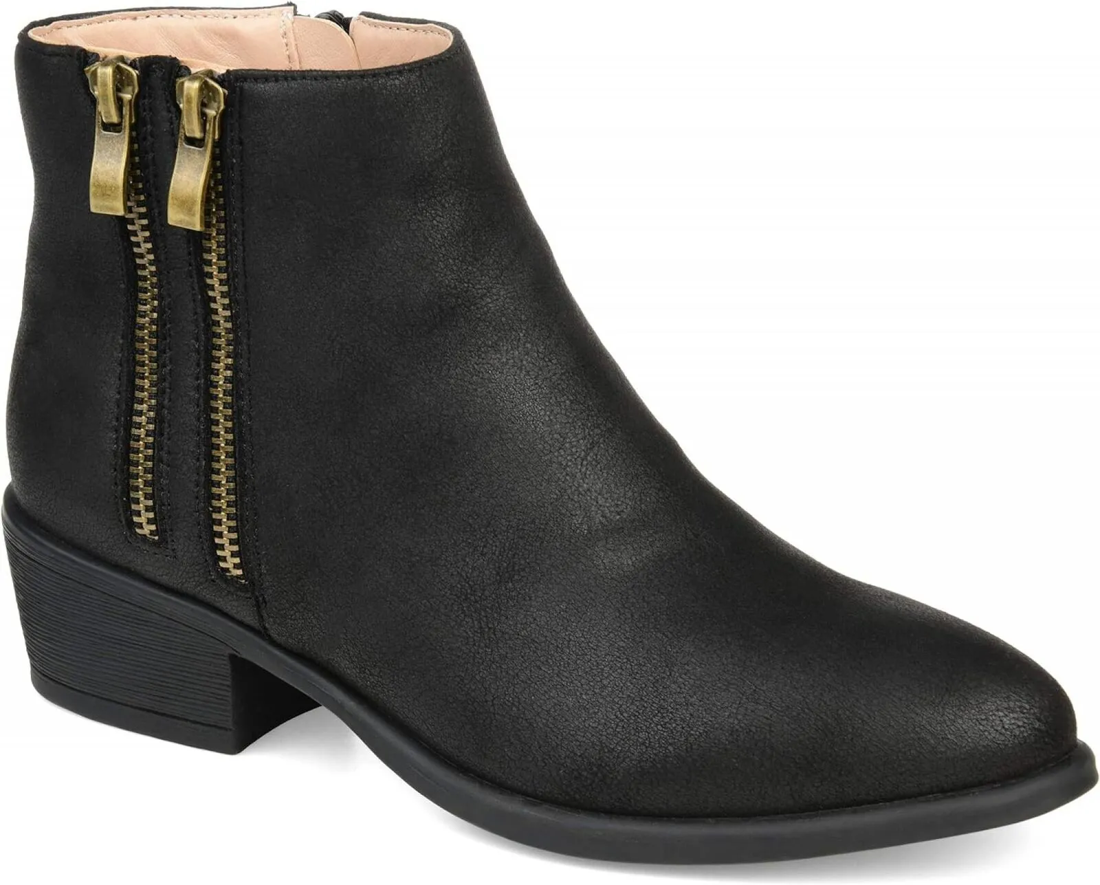 Journee Collection Womens Double Zipper Jayda Bootie JAYDA-BOOTIE Black 7.5M