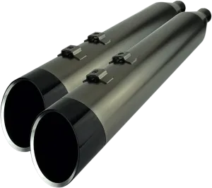 Khrome Werks 202655 4.50in. HP-Plus Slip-On Muffler - Smoked Chrome with Black Edge Billet End Caps