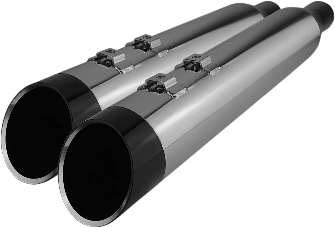 Khrome Werks 202685 4.50in. HP-Plus Slip-On Muffler - Chrome with Black Edge Billet Tip End Caps