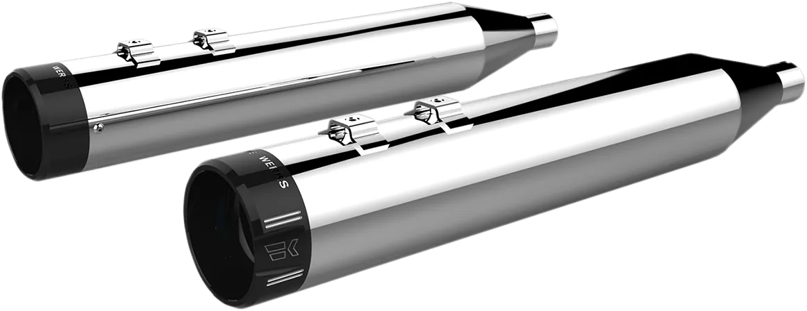 Khrome Werks 202685 4.50in. HP-Plus Slip-On Muffler - Chrome with Black Edge Billet Tip End Caps
