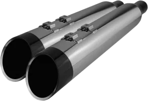 Khrome Werks 202685 4.50in. HP-Plus Slip-On Muffler - Chrome with Black Edge Billet Tip End Caps