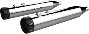 Khrome Werks 202775 4.50in. HP-Plus Slip-Ons - Chrome with Black Klassic Billet End Caps