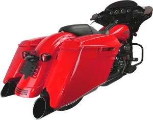 Khrome Werks 202885 4.50in. HP-Plus Slip-On Muffler - Black with Black Edge Billet Tip End Caps