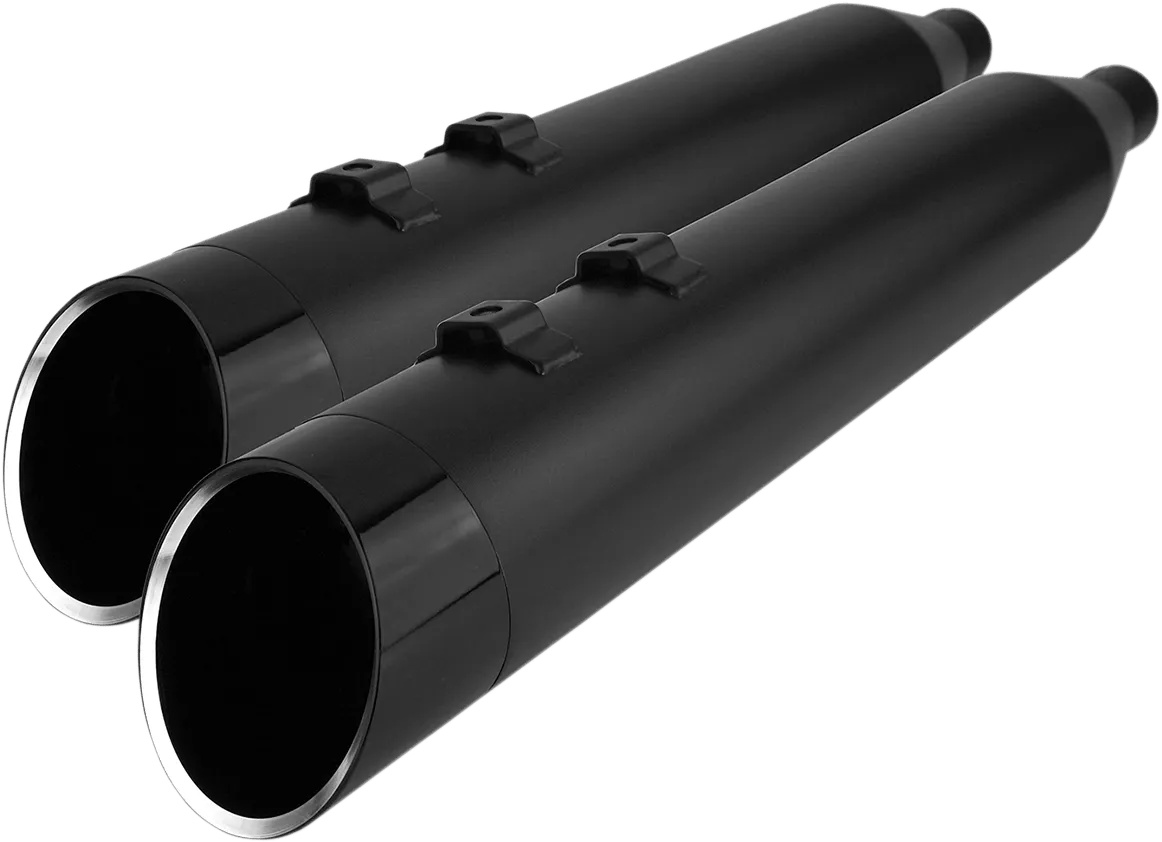 Khrome Werks 202885 4.50in. HP-Plus Slip-On Muffler - Black with Black Edge Billet Tip End Caps
