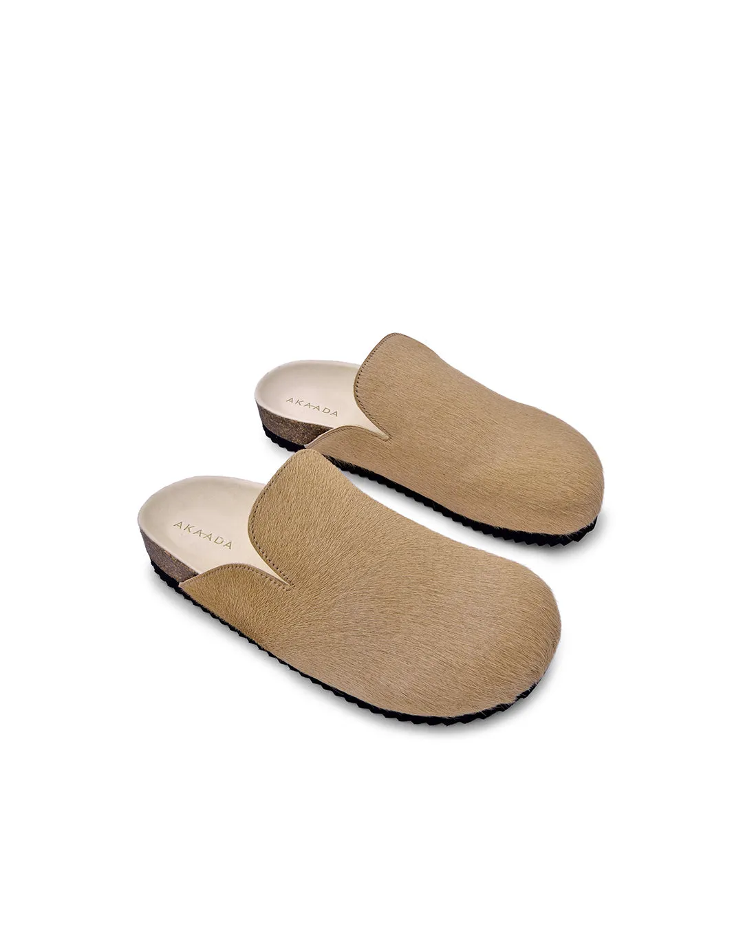 Kibo Beige Pony Hair Mules