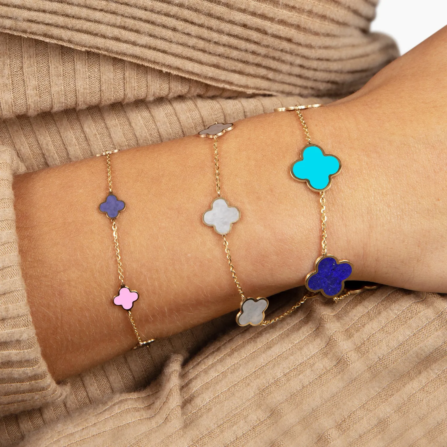 Large Pastel Mixed Clover Bracelet
