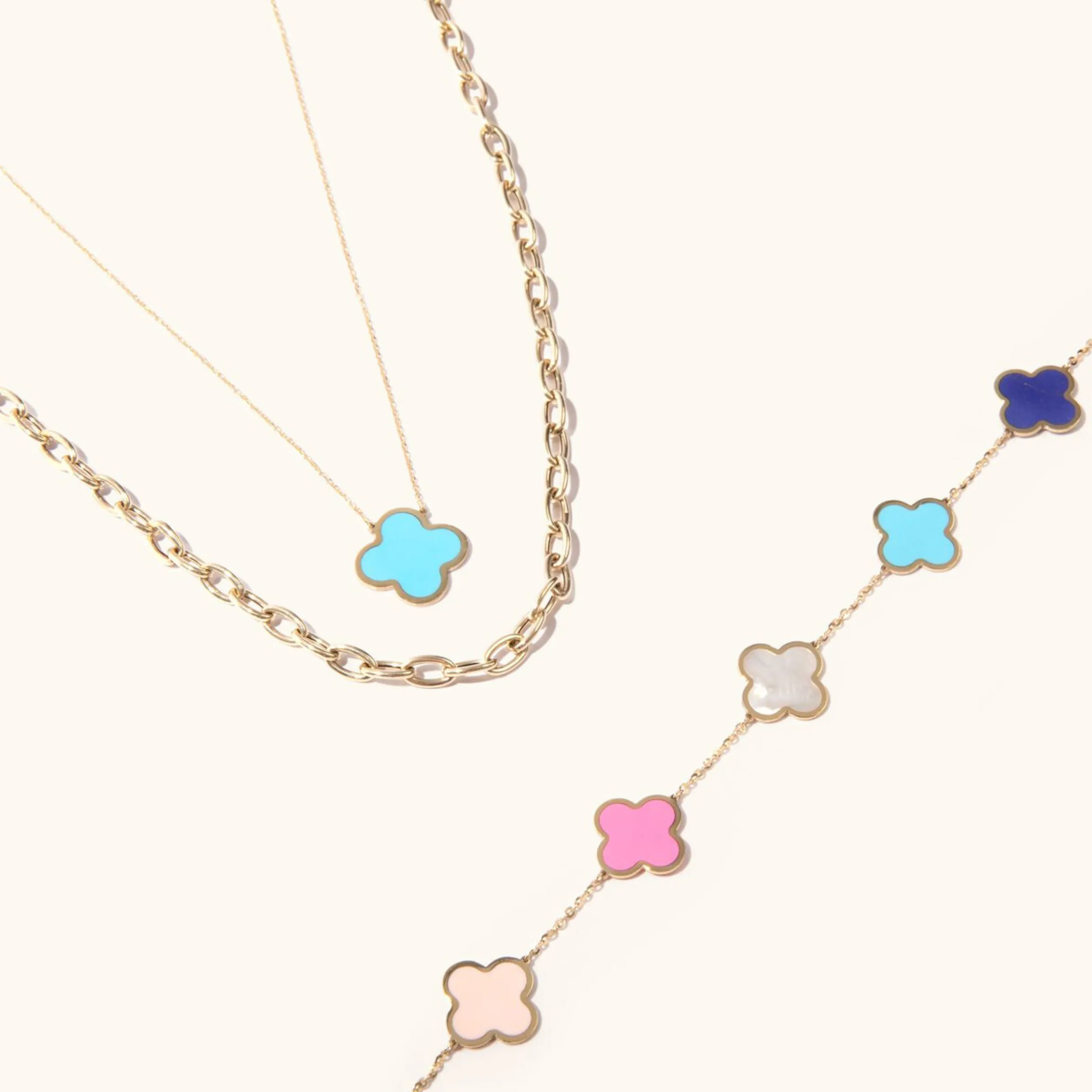 Large Pastel Mixed Clover Bracelet
