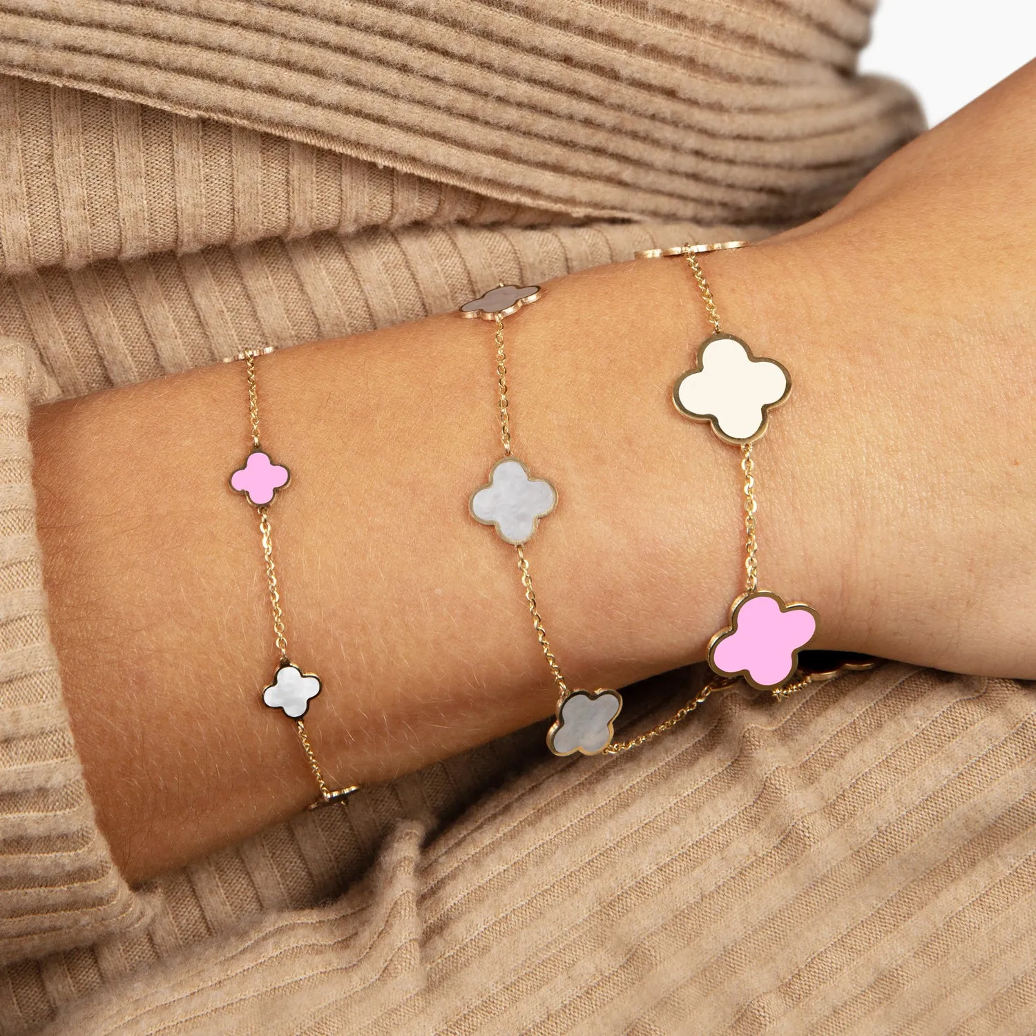 Large Pastel Mixed Clover Bracelet
