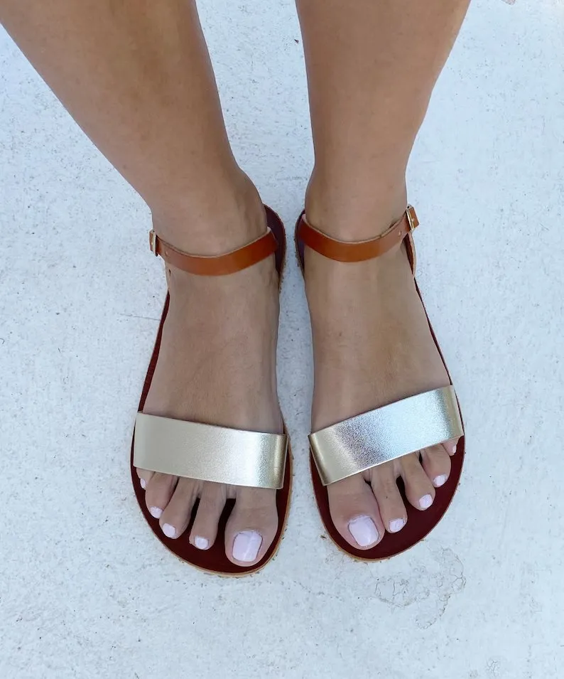 Leather vibram flex sole sandals