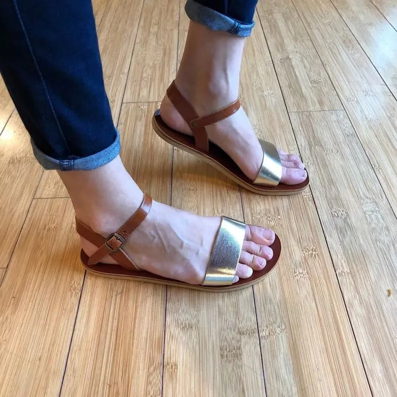 Leather vibram flex sole sandals