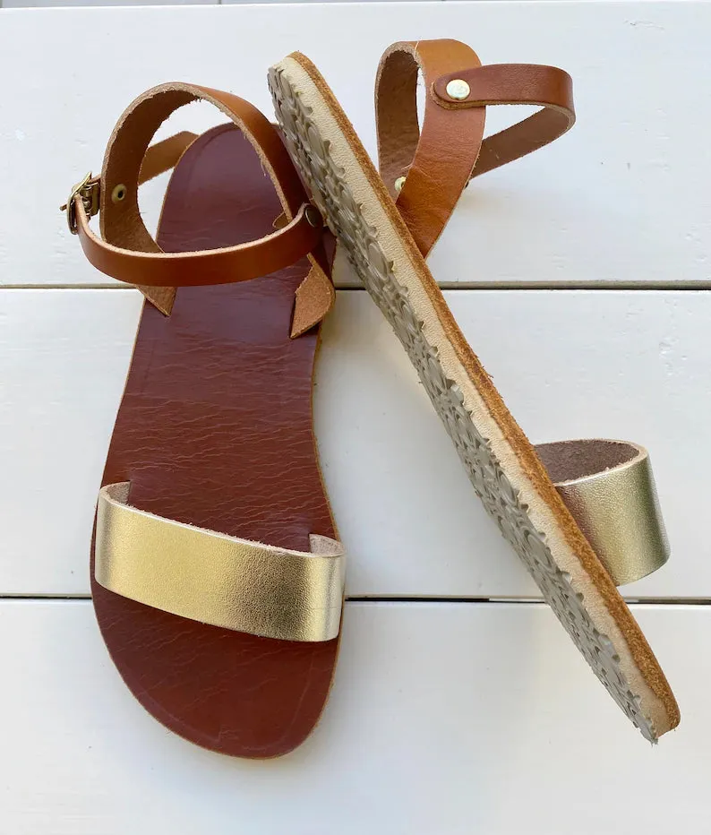 Leather vibram flex sole sandals