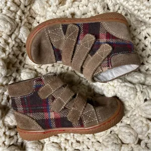 Livie and Luca bootie Velcro suede tartan plaid with rubber sole