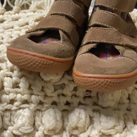 Livie and Luca bootie Velcro suede tartan plaid with rubber sole