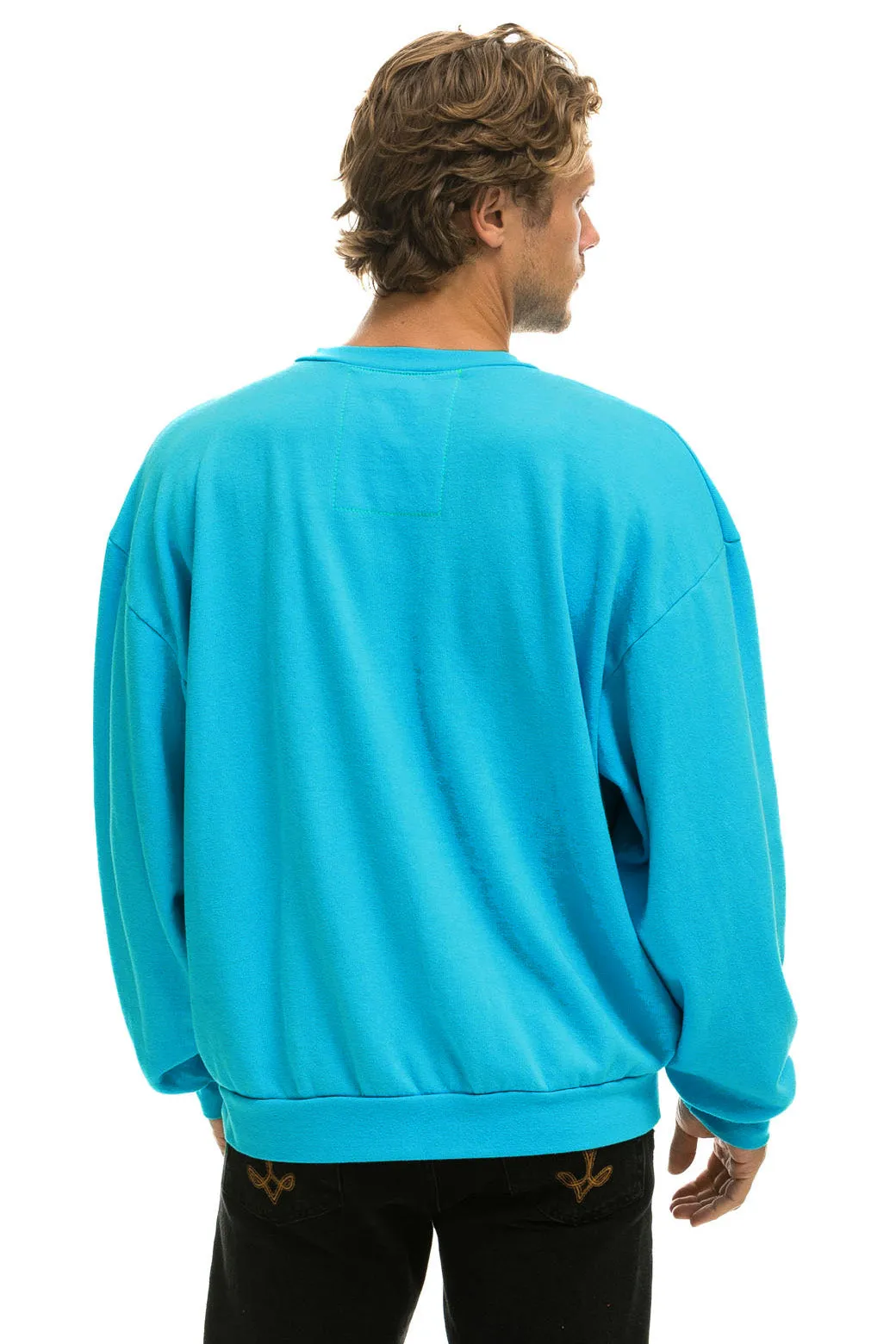 LOGO RELAXED CREW SWEATSHIRT - NEON BLUE