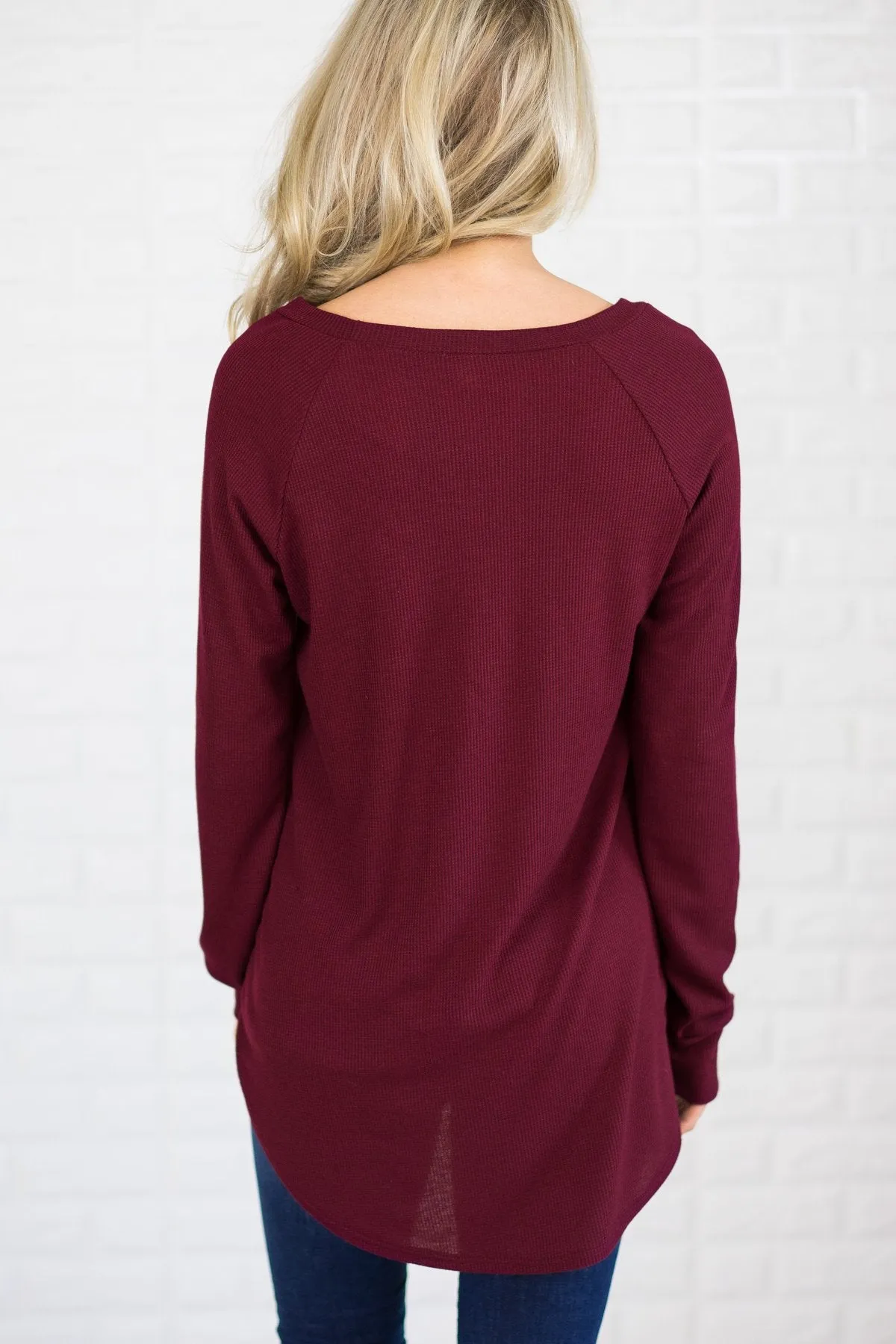 Long Thermal Tunic Top - Burgundy