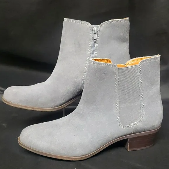 Lucky Brand NWT Bylsea Deep Slate Gray Side Zip Booties, 7.5