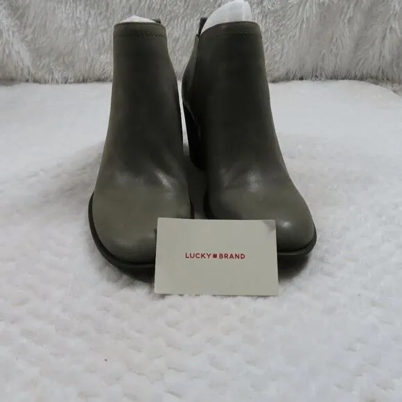 Lucky Brand Olive Branndi Heeled Leather Bootie 7.5M/38
