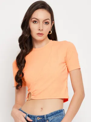 Madame Orange Key Hole Detailed Crop Top