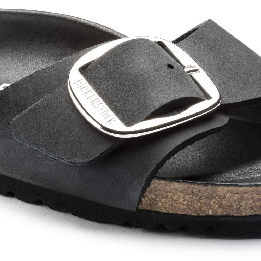 Madrid Big Buckle - Black Natural Leather||Madrid Grosses Boucles - Cuir naturel noir